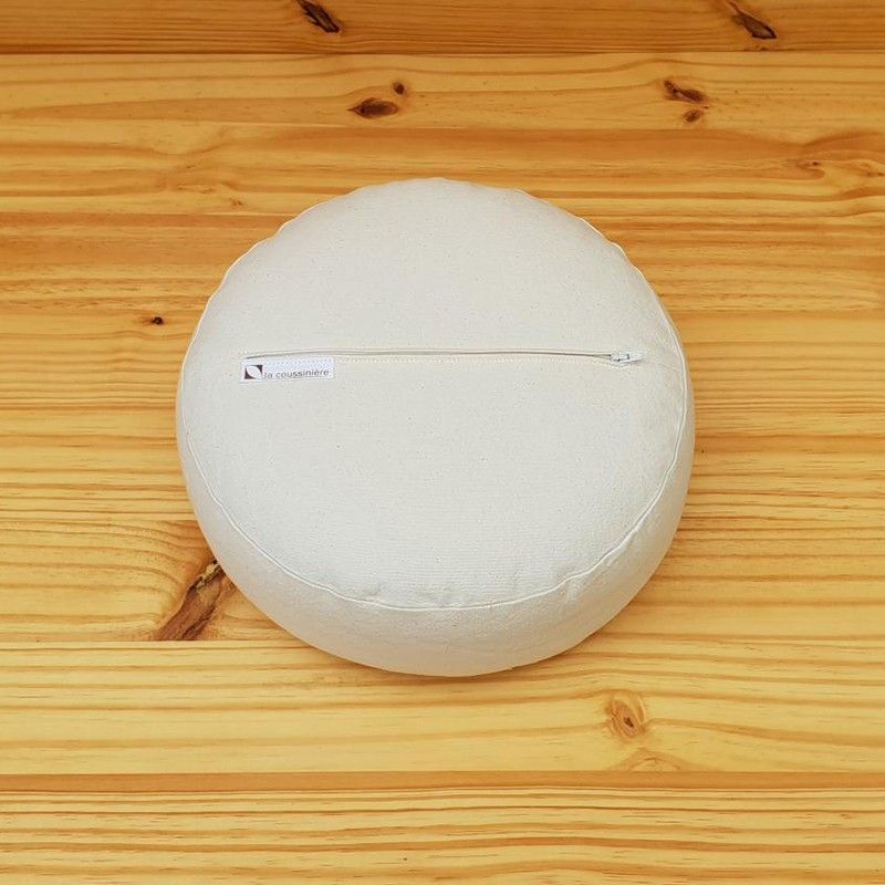 Zafu coton bio et &eacute;peautre bio : coussin de yoga, m&eacute;ditation ou d&eacute;coration &eacute;co-responsable